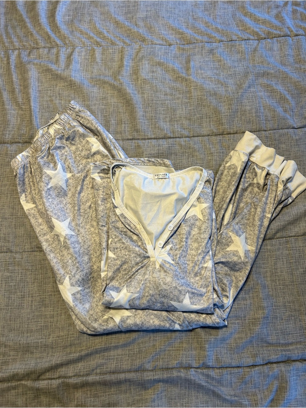 Cozy Grey Star Print Pajama Set